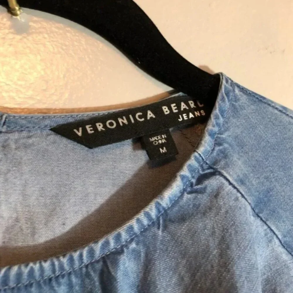 Veronica Beard Mia Ruffle Chambray Top - Picture 6 of 8